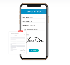 e-signature on banking form on iphone