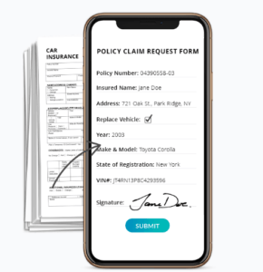 e-signature on insurance claim form on iphone